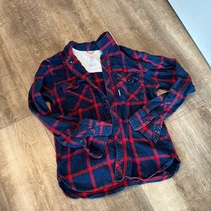 Topo Designs Blue and Red Flannel